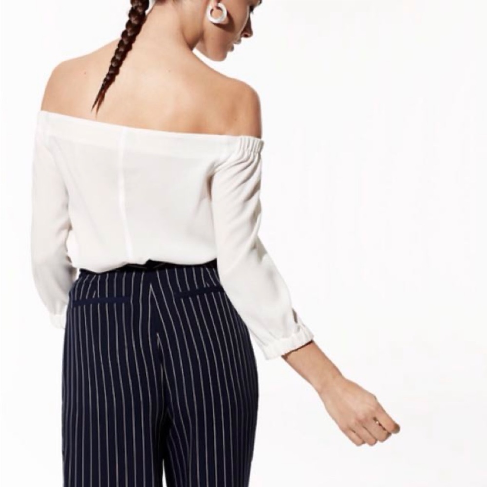 Aritzia Babaton Rodrigo Blouse Off Shoulder White Blouse - Picture 4 of 15